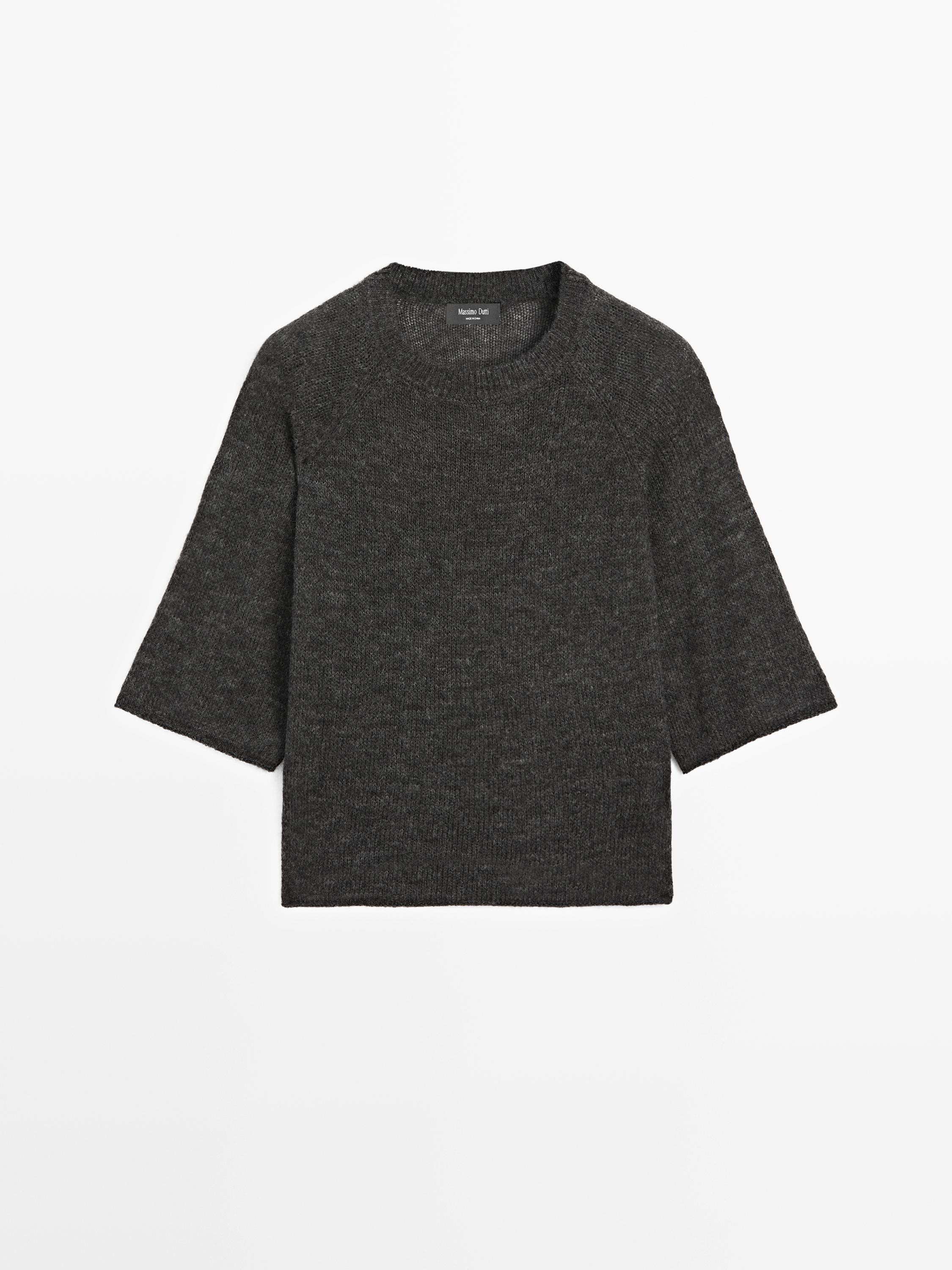 Knit alpaca and wool blend raglan sleeve sweater